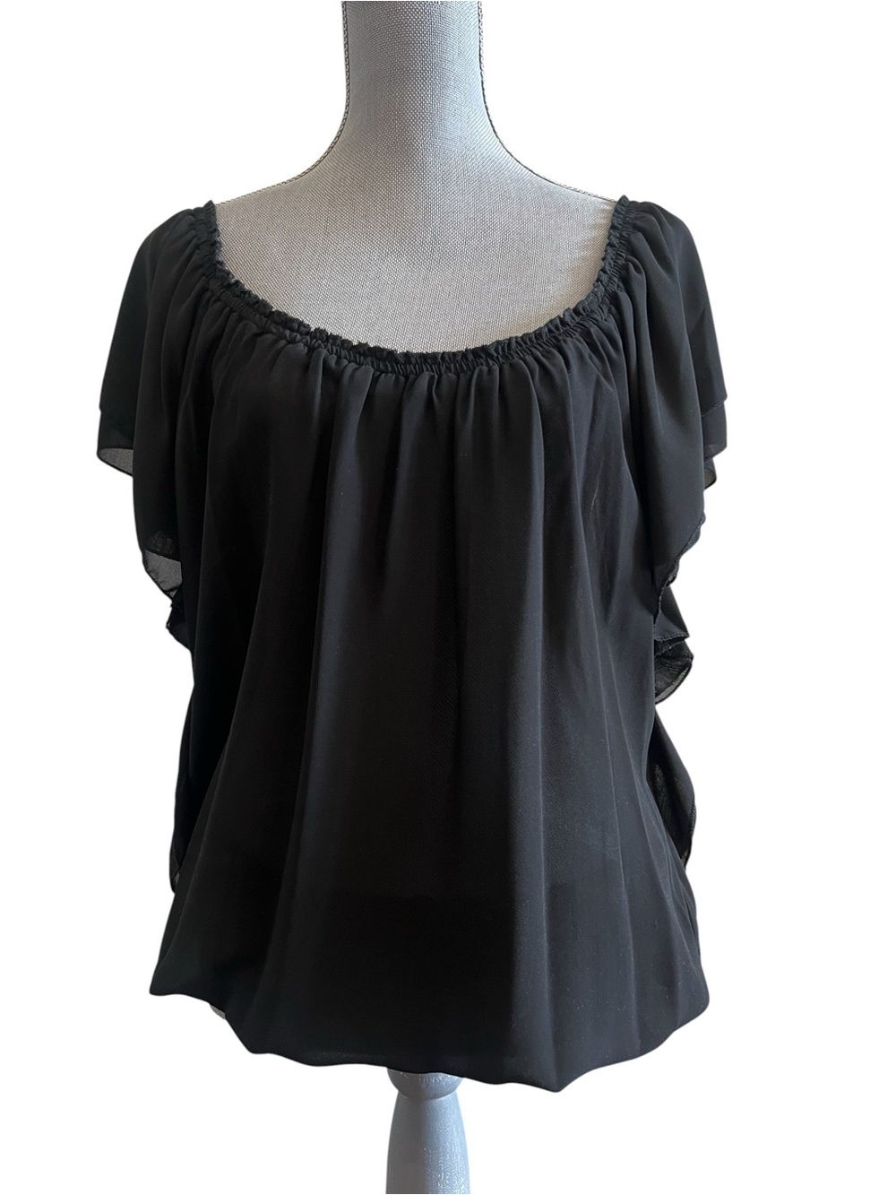 BCBGeneration Black  Flutter Sleeve Blouse